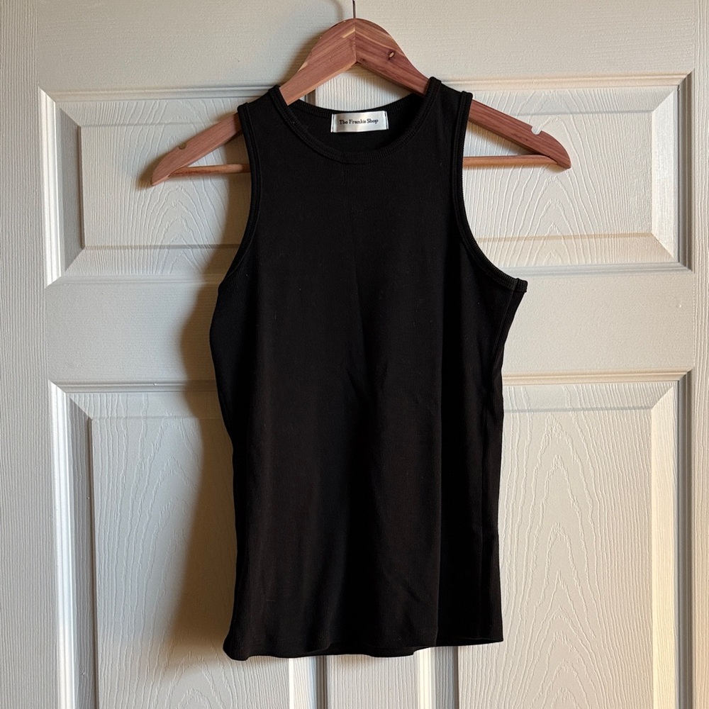 The Frankie Shop Black Ribbed Tank Top